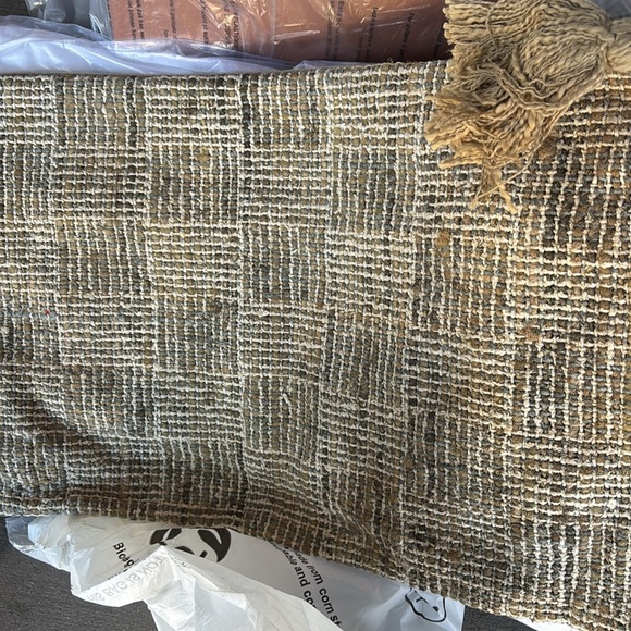 Creative Co-Op Woven Cotton Blend Lumbar Pillow with Tassels and Chambray Back! - Picture 4 of 8